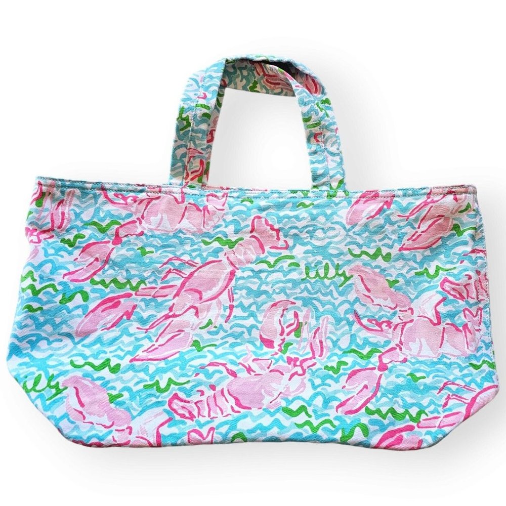 Lilly Pulitzer Lobstah Roll Print Bag Tote Farmer Market Beach Travel Shoulder